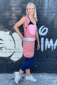 Yoga Mat Carrying Tote Bag with Large Pockets (Color: pink)